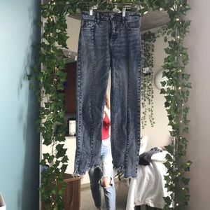 Acid wash jeans high waist